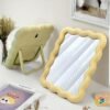 09d0dc27-4017-43e0-9ede-00efc8887651.jpg 1pc Wave-Shaped Makeup Mirror, Desktop Stand or Wall-Mounted Vanity Mirror