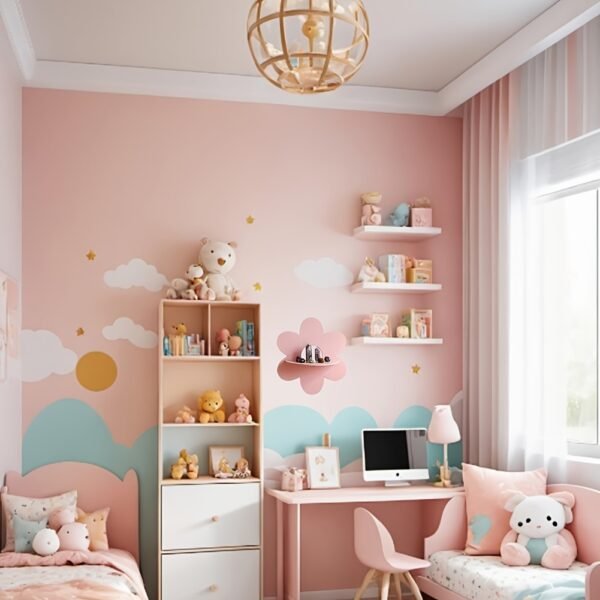 33cf7154-19c9-4448-80de-734839bf7bc8.jpg Pink Flower Floating Shelf - 5-Legged Wall-Mounted Shelf with Clear Frame