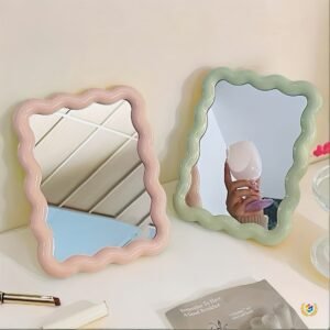 3a51912d-b42d-42b1-9572-25229e7d0560.jpg 1pc Wave-Shaped Makeup Mirror, Desktop Stand or Wall-Mounted Vanity Mirror