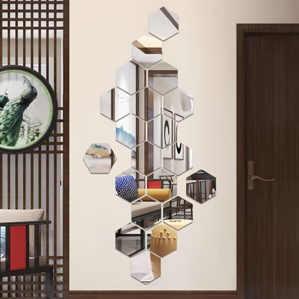 e7cfef6e-8991-4b8f-b834-099ac440d566.jpg Hexagon Mirror Wall Stickers – 24pcs Removable DIY Mirror Decals