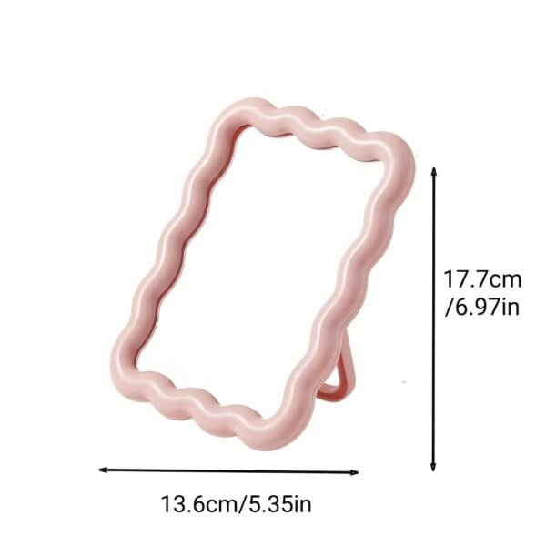 f32b9ef1-317a-423f-897c-569c413284b8.jpg 1pc Wave-Shaped Makeup Mirror, Desktop Stand or Wall-Mounted Vanity Mirror