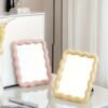 fb5ecd95-580e-432e-b555-bf3f2c691871.jpg 1pc Wave-Shaped Makeup Mirror, Desktop Stand or Wall-Mounted Vanity Mirror