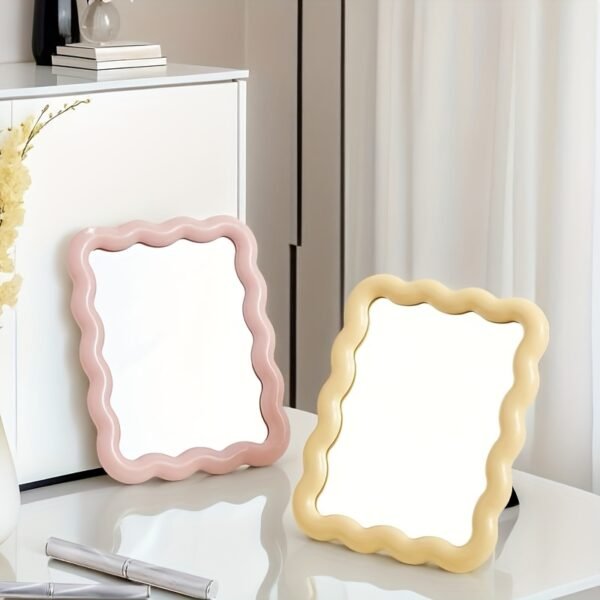 fb5ecd95-580e-432e-b555-bf3f2c691871.jpg 1pc Wave-Shaped Makeup Mirror, Desktop Stand or Wall-Mounted Vanity Mirror